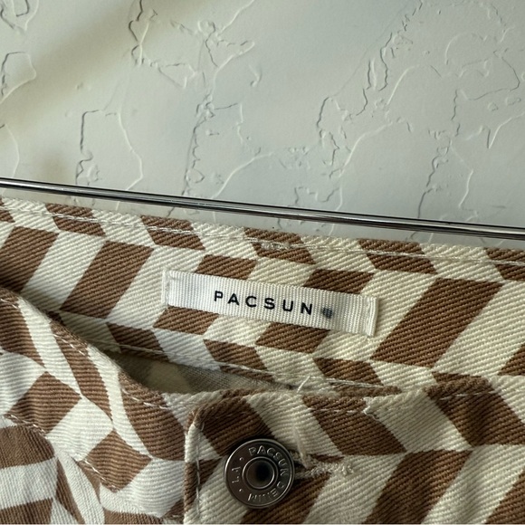 Pacsun|low rise straight checkered brown & white jeans, size 27•••Trendy & cute - Picture 8 of 14